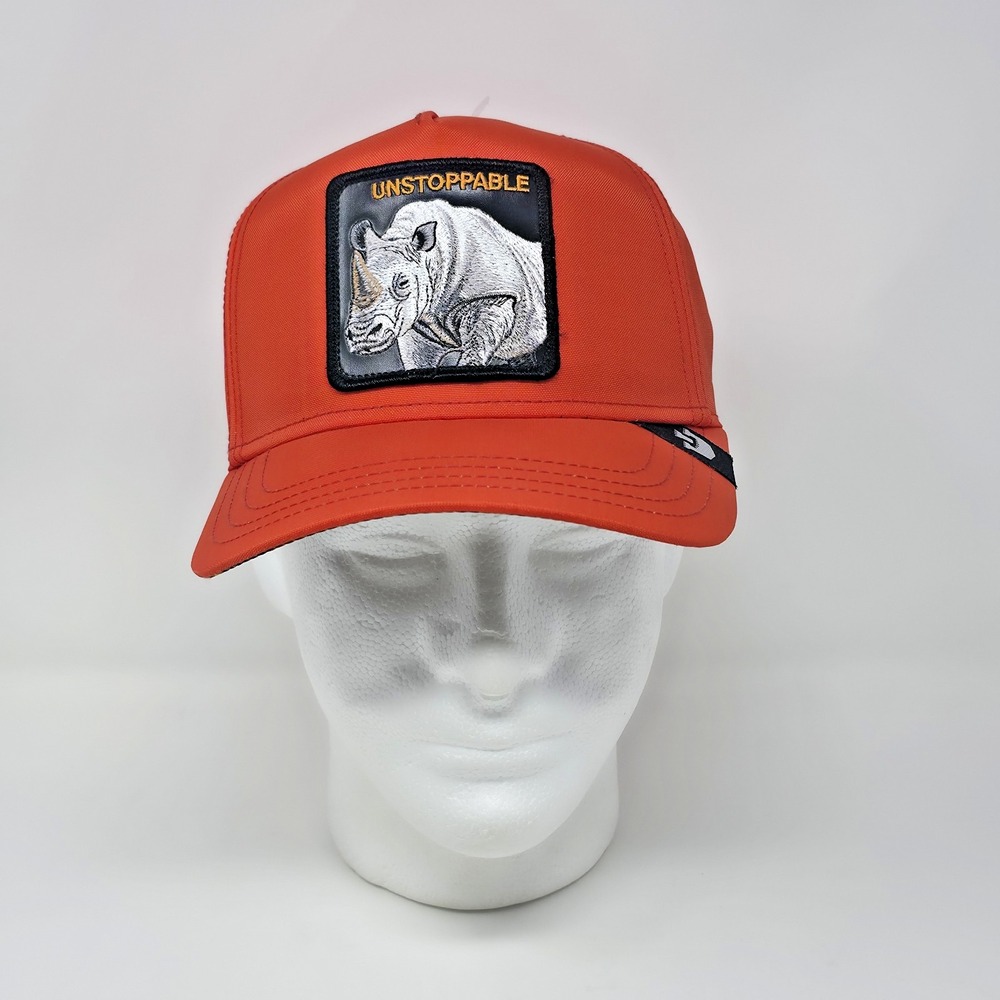 Goorin Bros Washington Pine Train Unstoppable Orange Hat Rhino Patch A-Frame Cap